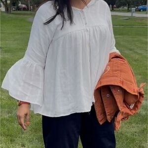 White bell sleeve blouse